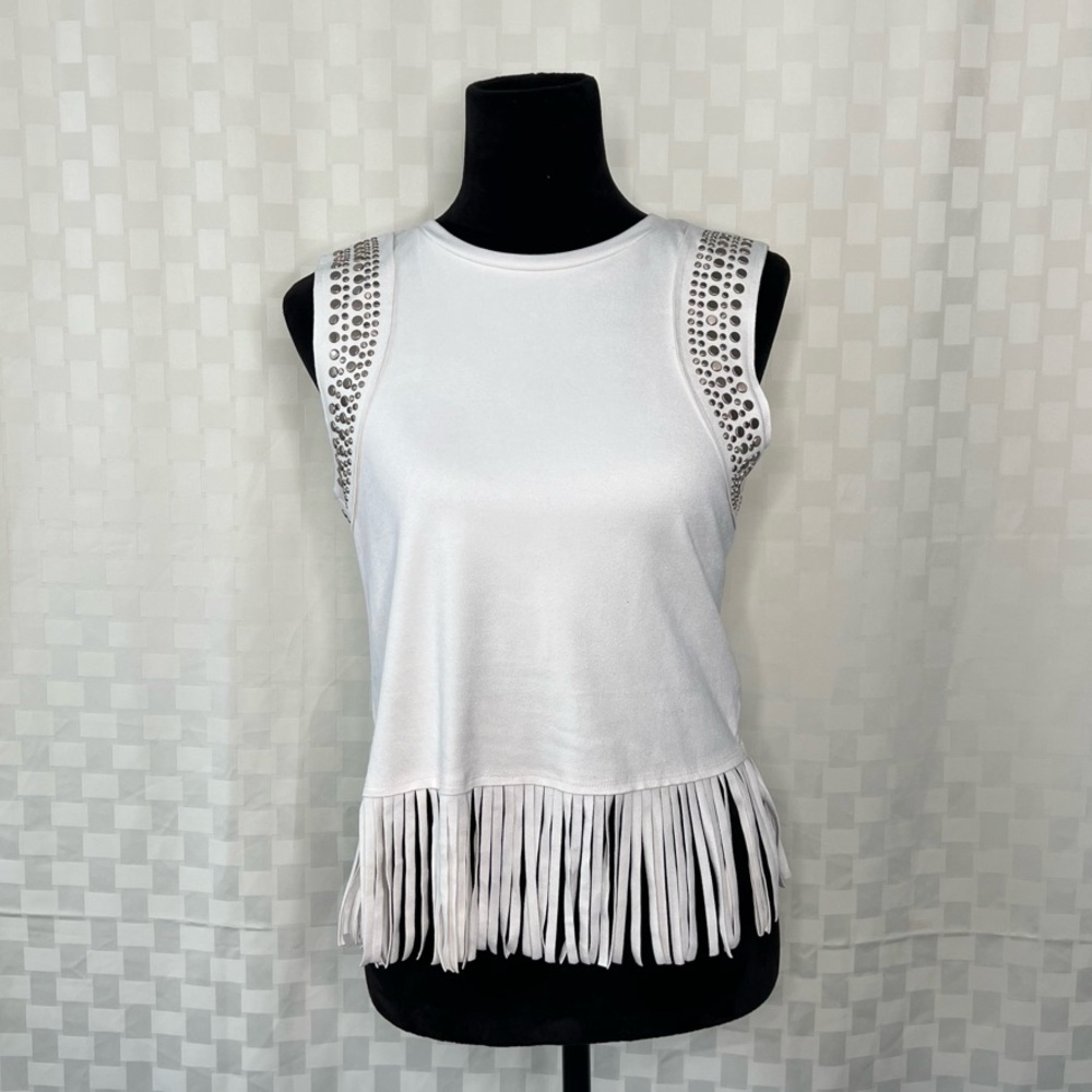 IDYLLWIND LILLIAN STUDDED FRINGE FAUX SUEDE TANK TOP